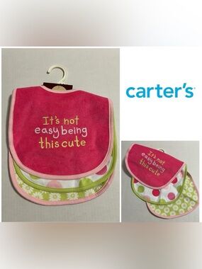 🆕CARTER’S - NWT - 3PK - INFANT GIRLS BIBS